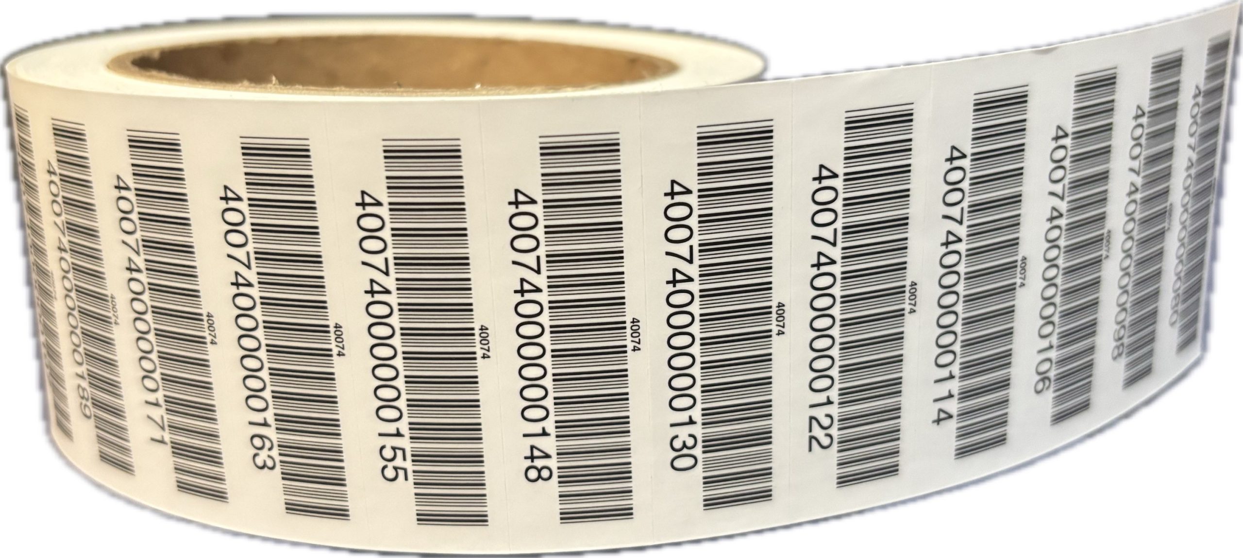 DATA40074: SINGLE Bar Code Labels, 4-Mil Paper, 1 mil matte polyester, Square Corners, ROLLS - Image 2
